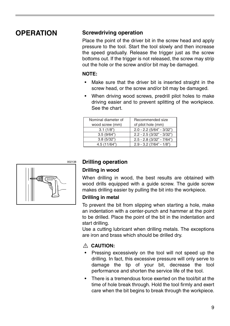 Operation | Makita 6176D User Manual | Page 9 / 16