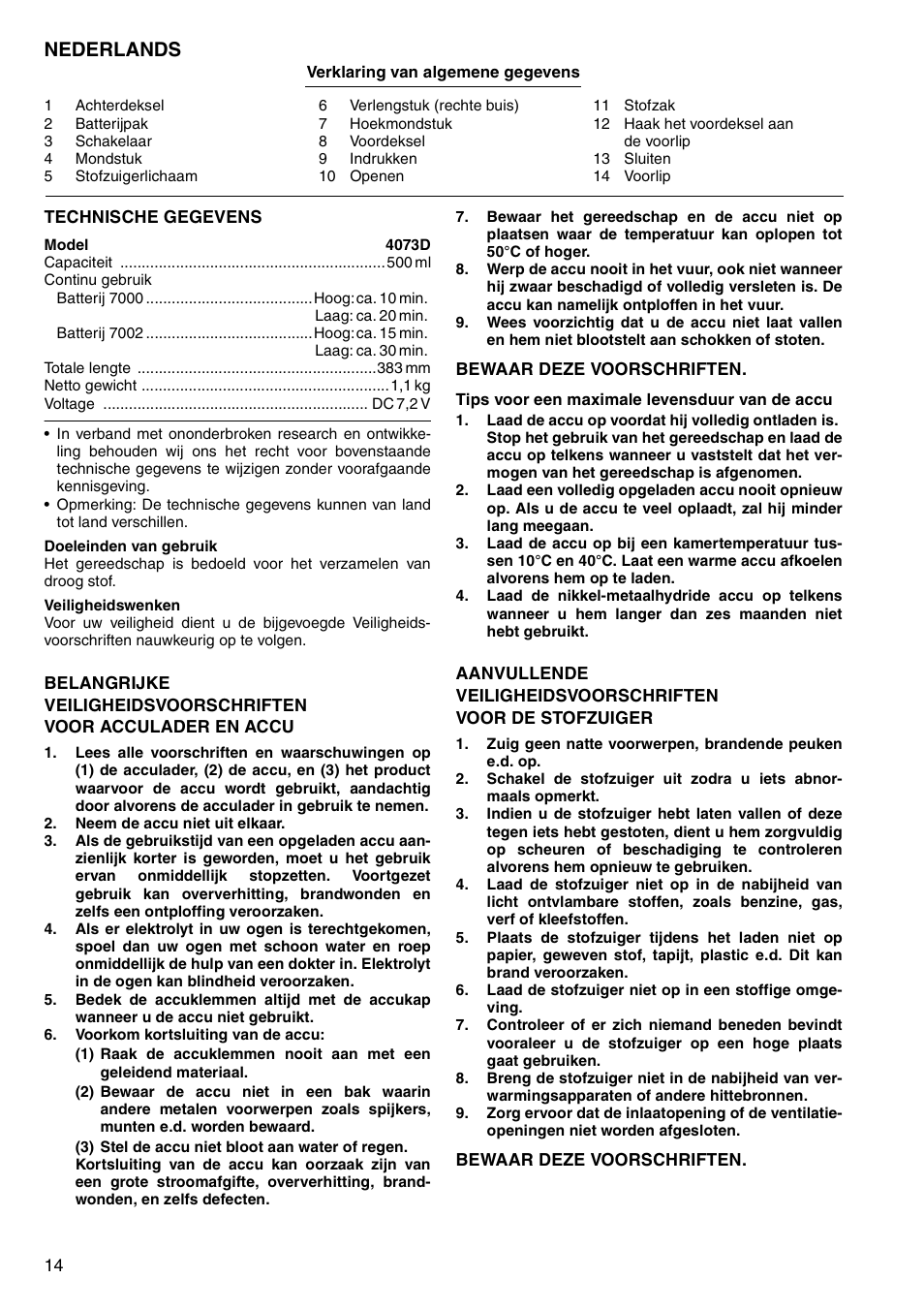 Nederlands | Makita 4073D User Manual | Page 14 / 32