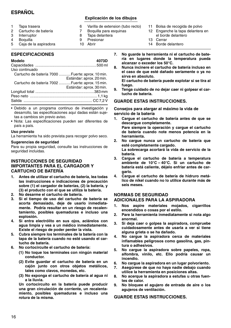 Español | Makita 4073D User Manual | Page 16 / 32