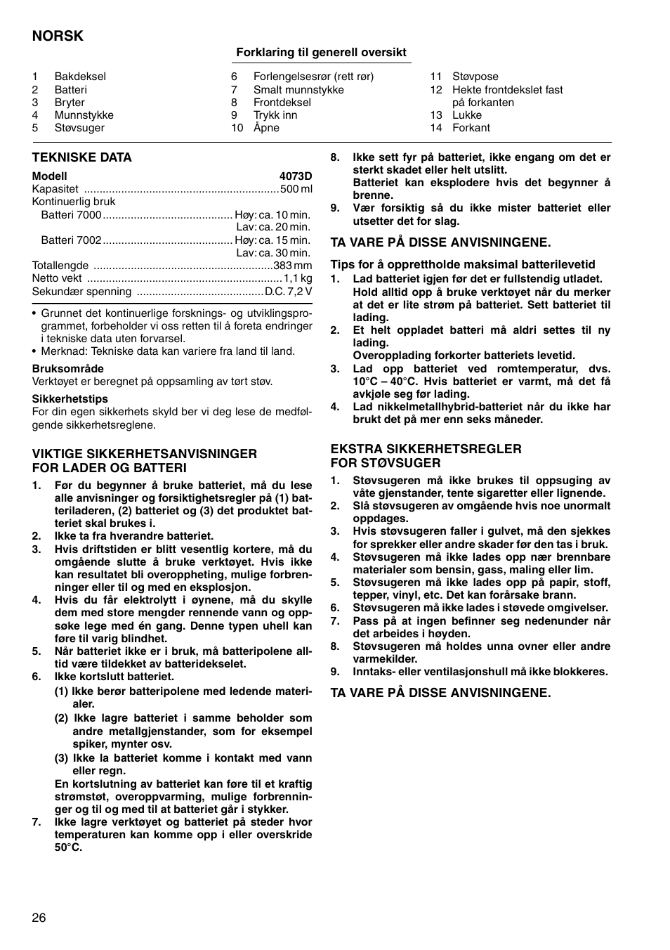 Norsk | Makita 4073D User Manual | Page 26 / 32