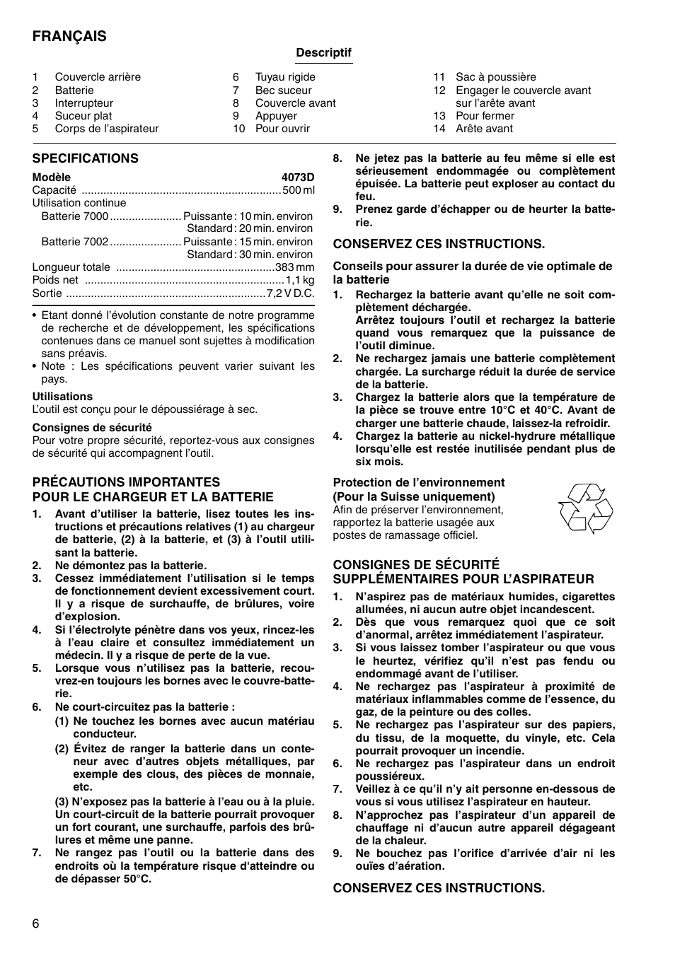 Français | Makita 4073D User Manual | Page 6 / 32
