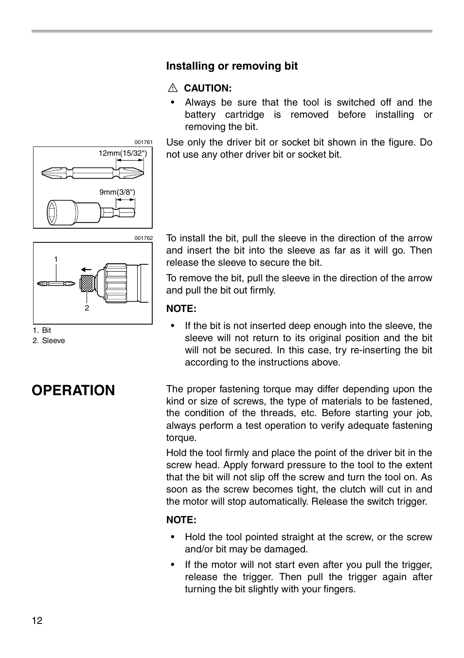 Operation | Makita 6705D User Manual | Page 12 / 20