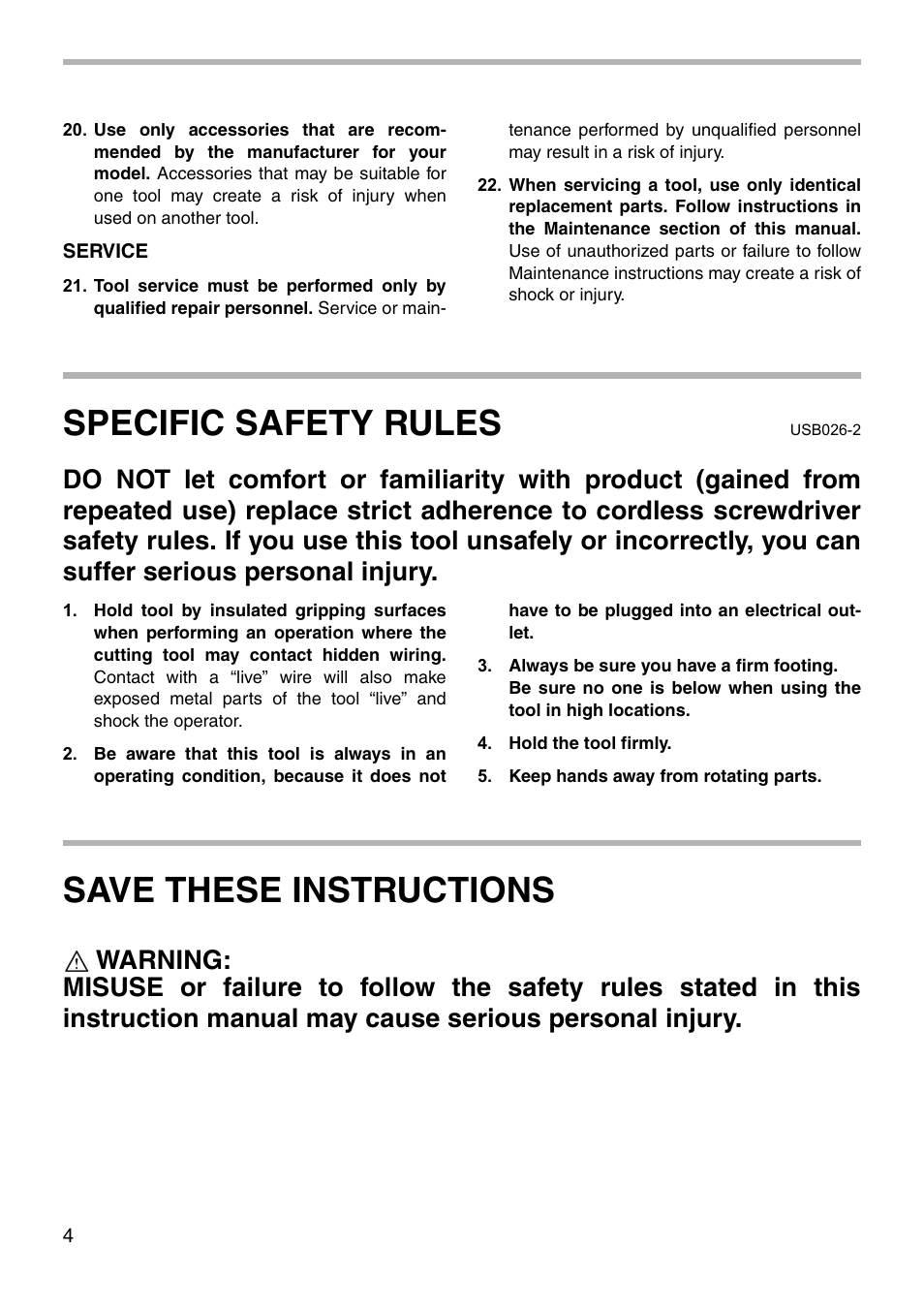 Specific safety rules, Save these instructions | Makita 6705D User Manual | Page 4 / 20