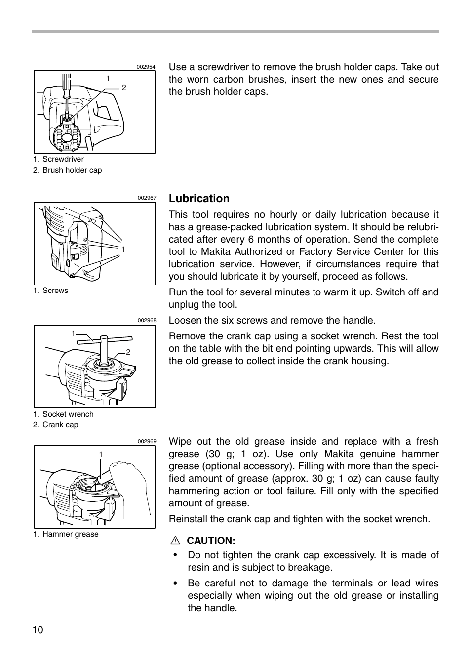 Lubrication | Makita HM1202 User Manual | Page 10 / 16