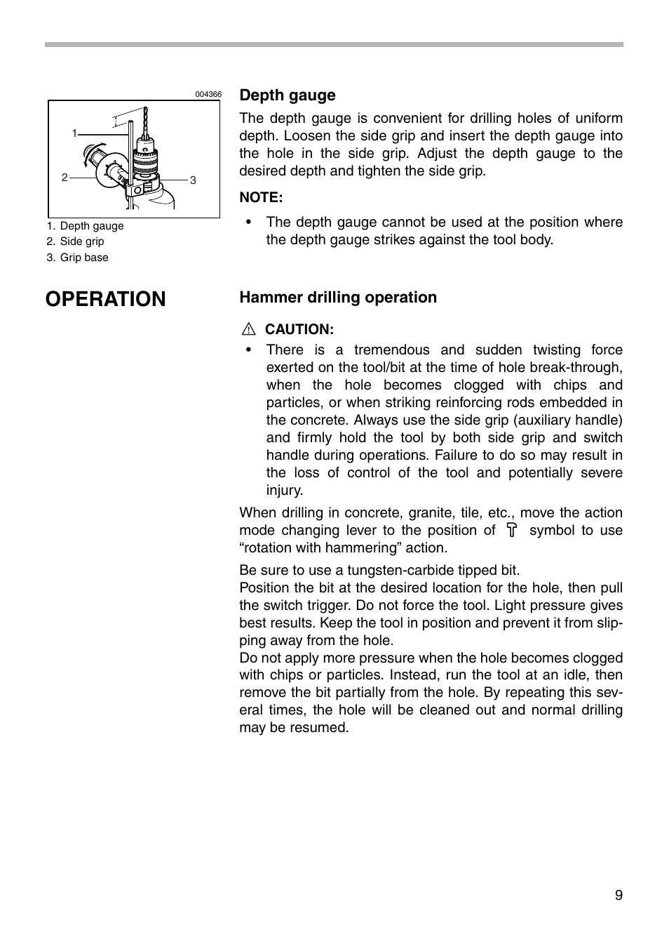 Operation | Makita HP1621 User Manual | Page 9 / 16