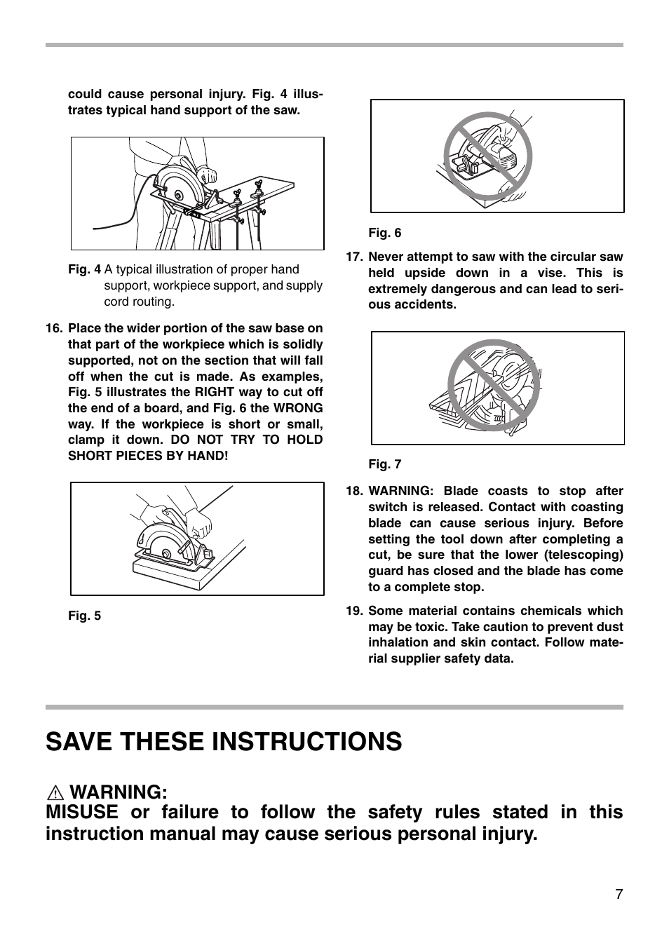 Save these instructions | Makita 5007NBA User Manual | Page 7 / 16