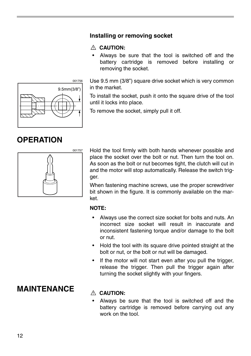 Operation, Maintenance | Makita 6704D User Manual | Page 12 / 20