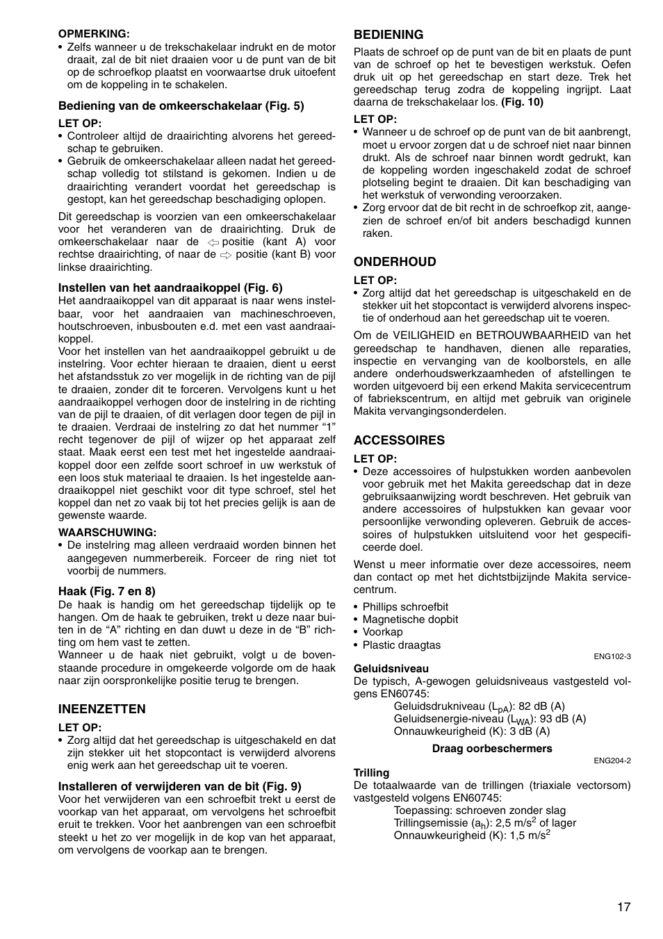 Makita Screwdriver 6827 User Manual | Page 17 / 32