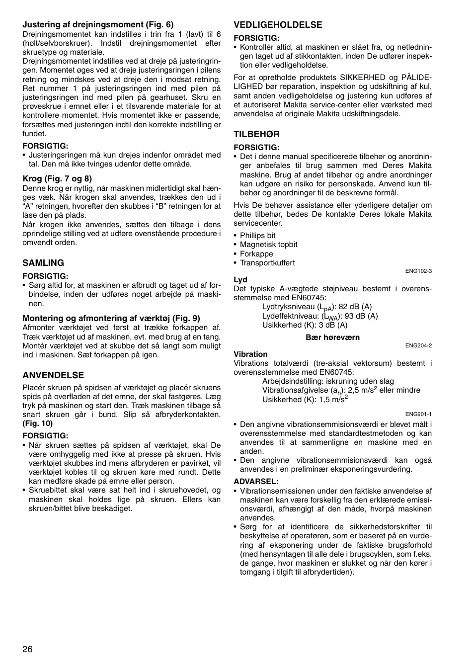 Makita Screwdriver 6827 User Manual | Page 26 / 32