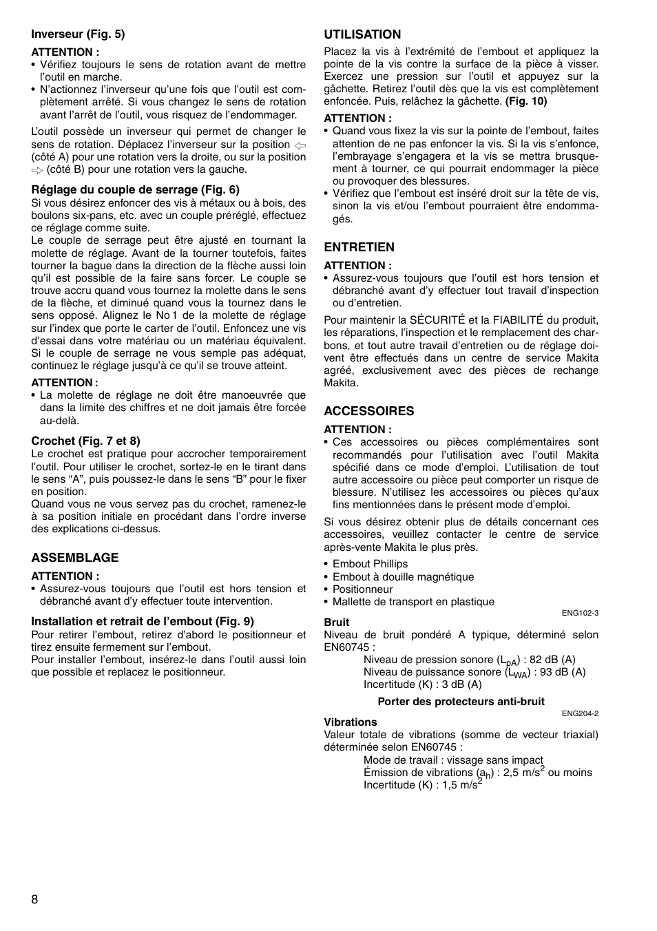 Makita Screwdriver 6827 User Manual | Page 8 / 32