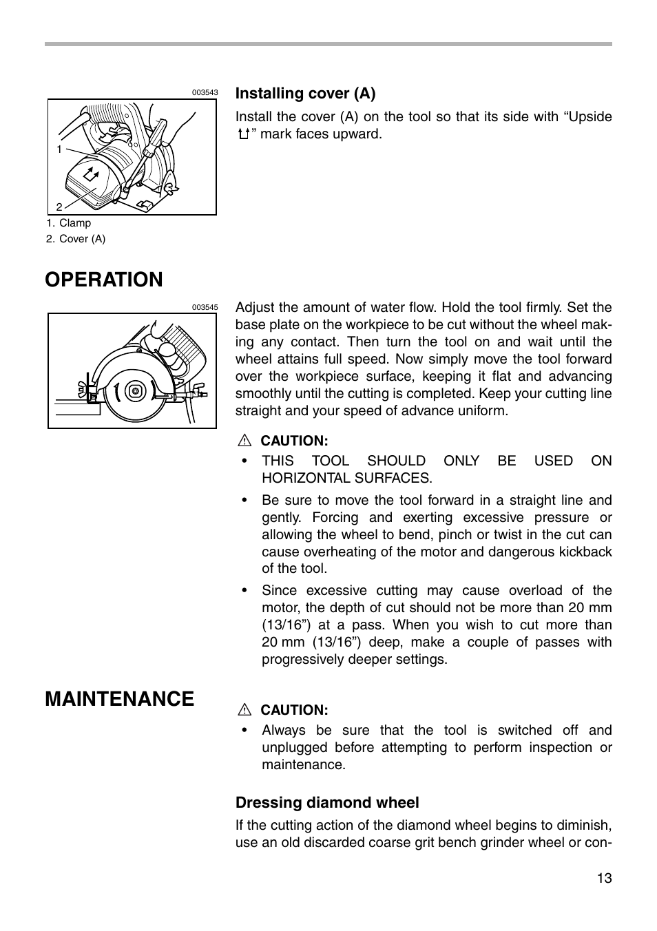 Operation, Maintenance | Makita 4101RH User Manual | Page 13 / 20