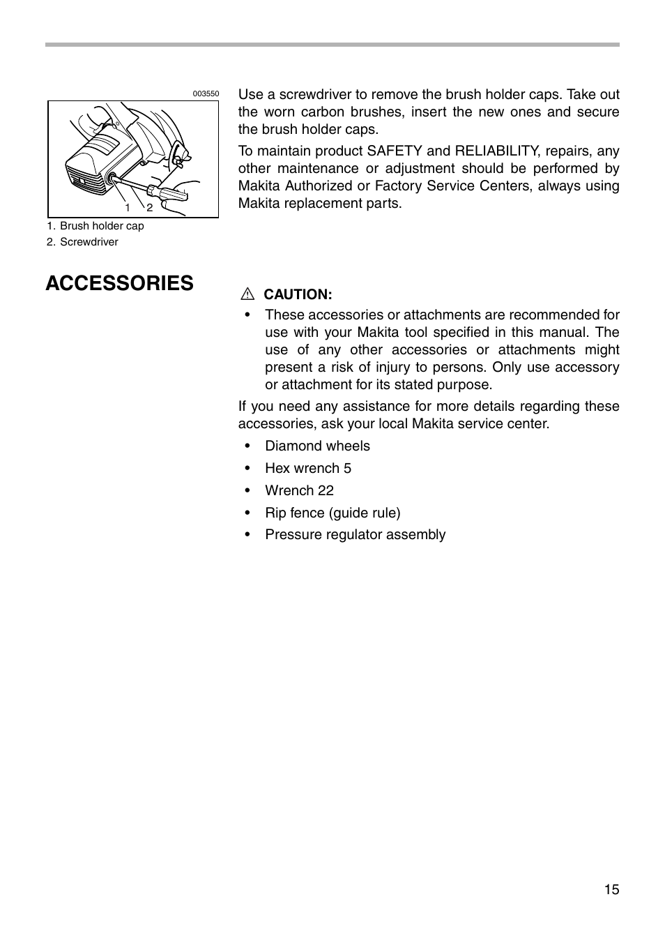 Accessories | Makita 4101RH User Manual | Page 15 / 20