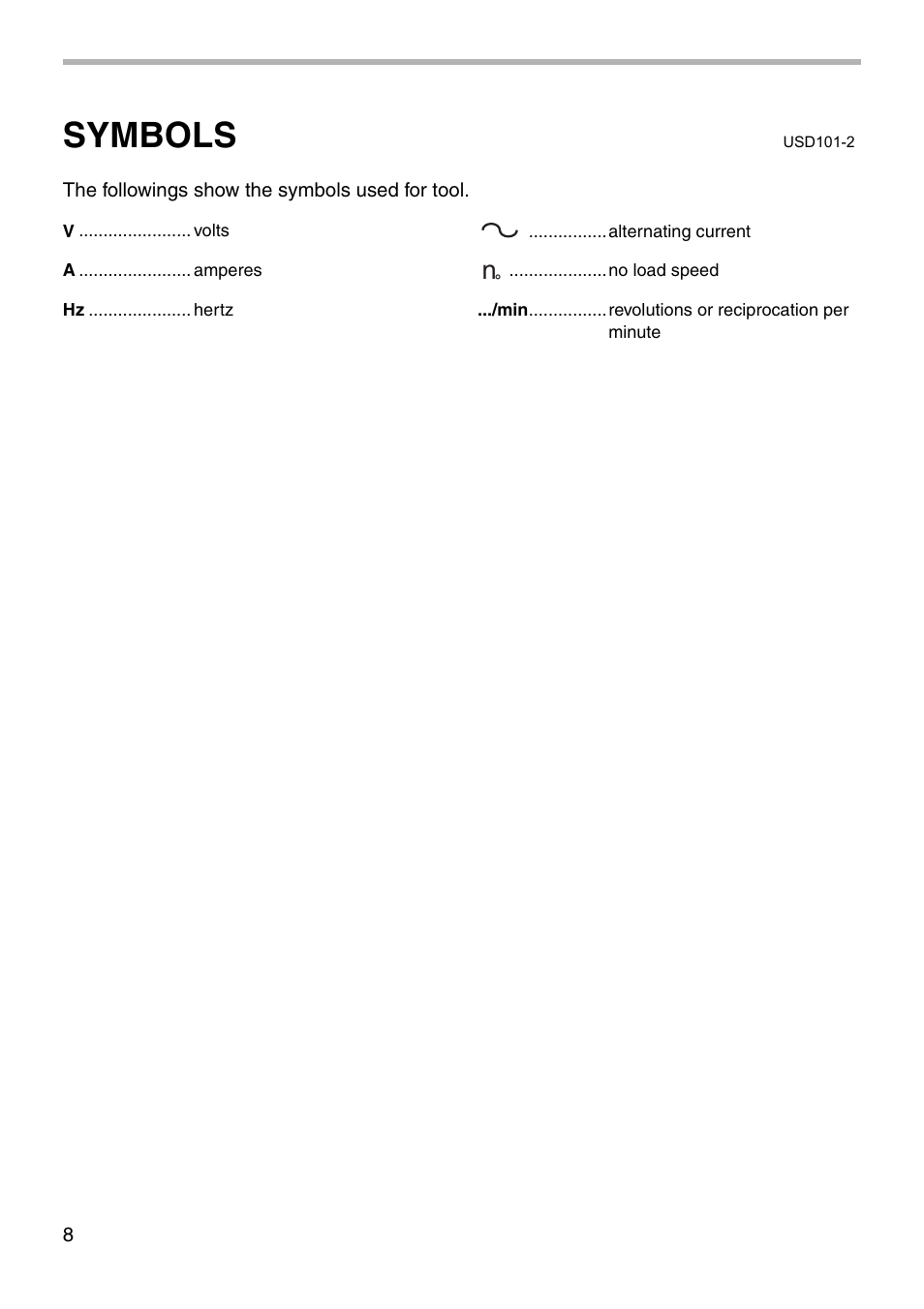 Symbols | Makita 4101RH User Manual | Page 8 / 20