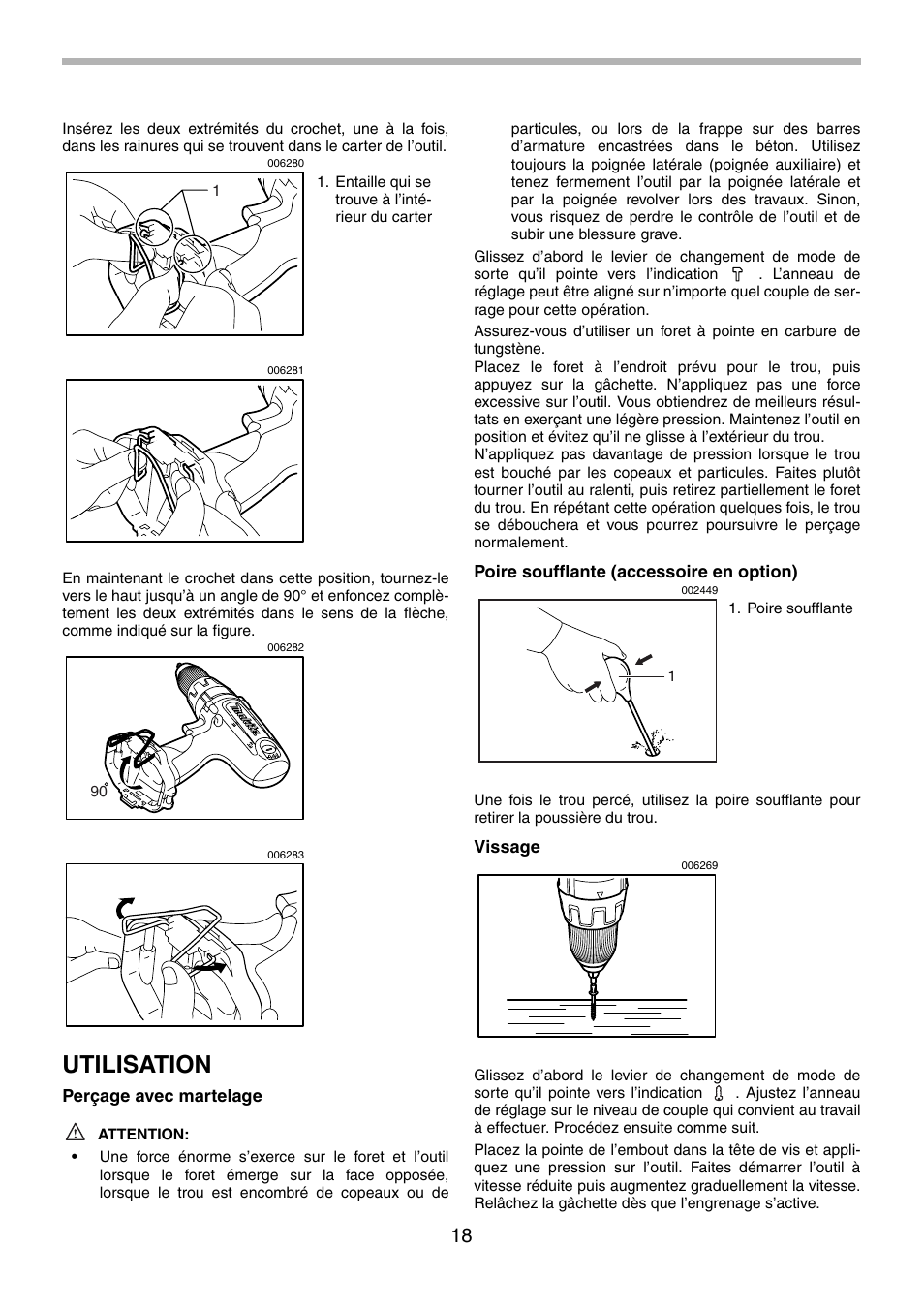 Utilisation | Makita 8434D User Manual | Page 18 / 32