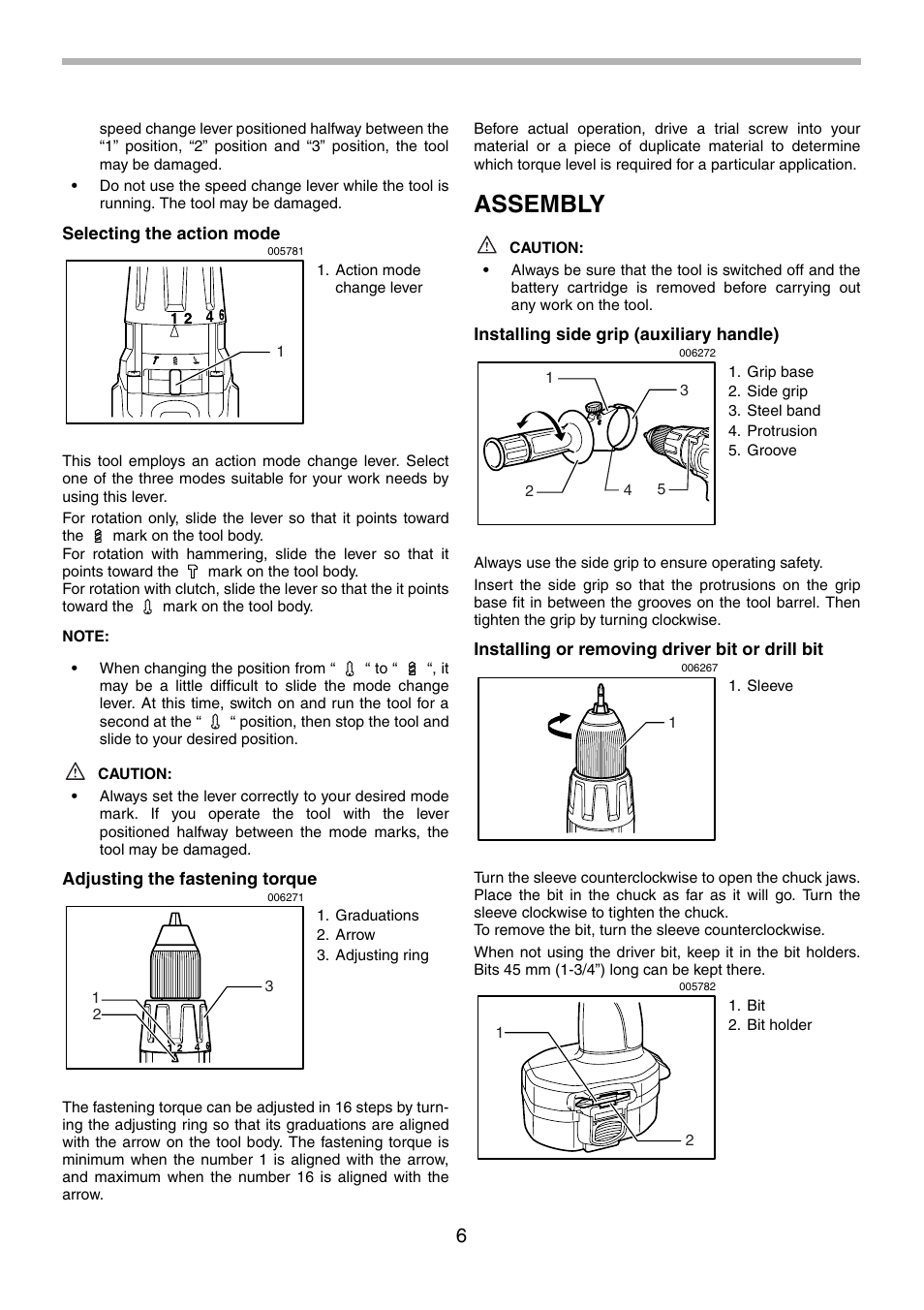 Assembly | Makita 8434D User Manual | Page 6 / 32