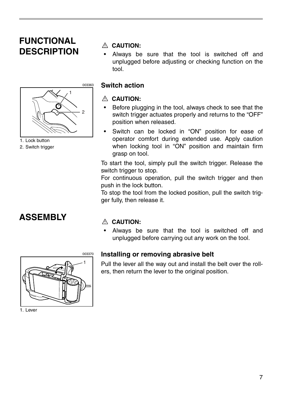 Functional description, Assembly | Makita 9921 User Manual | Page 7 / 16