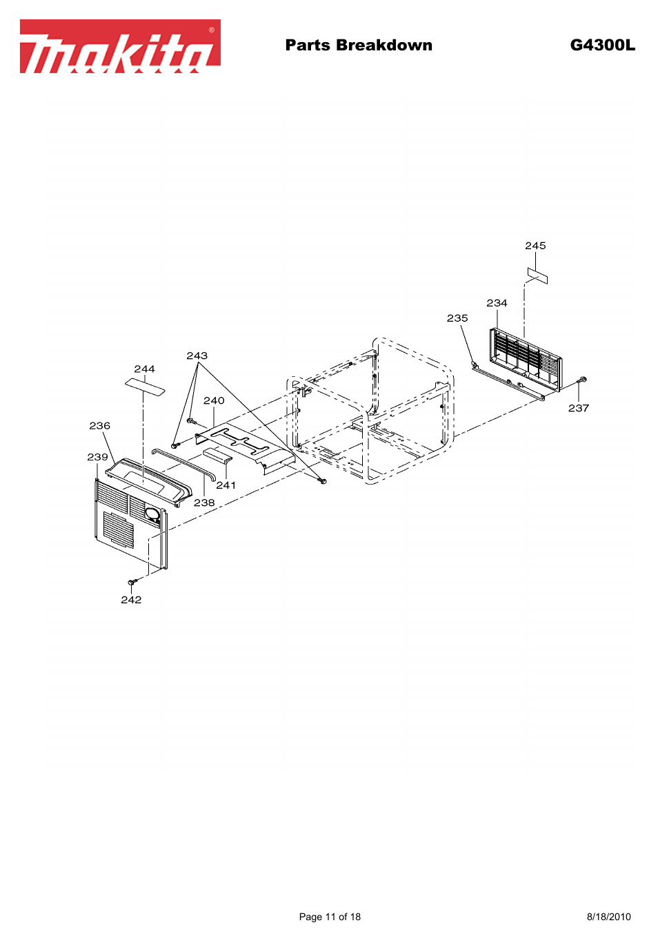 Parts breakdown g4300l | Makita EX Series G4300L User Manual | Page 11 / 18