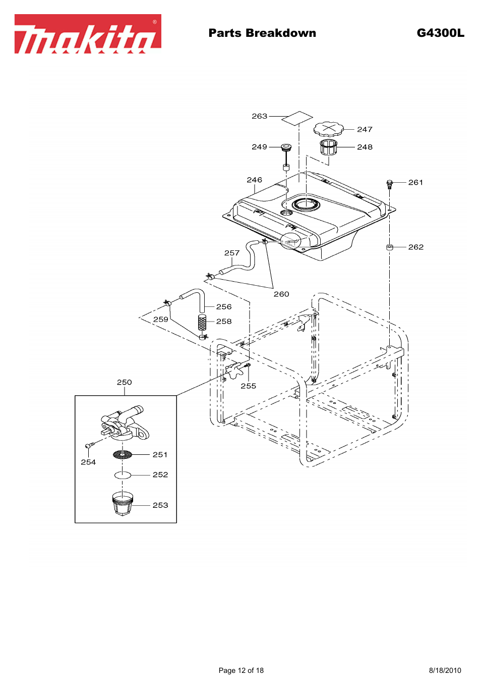 Parts breakdown g4300l | Makita EX Series G4300L User Manual | Page 12 / 18