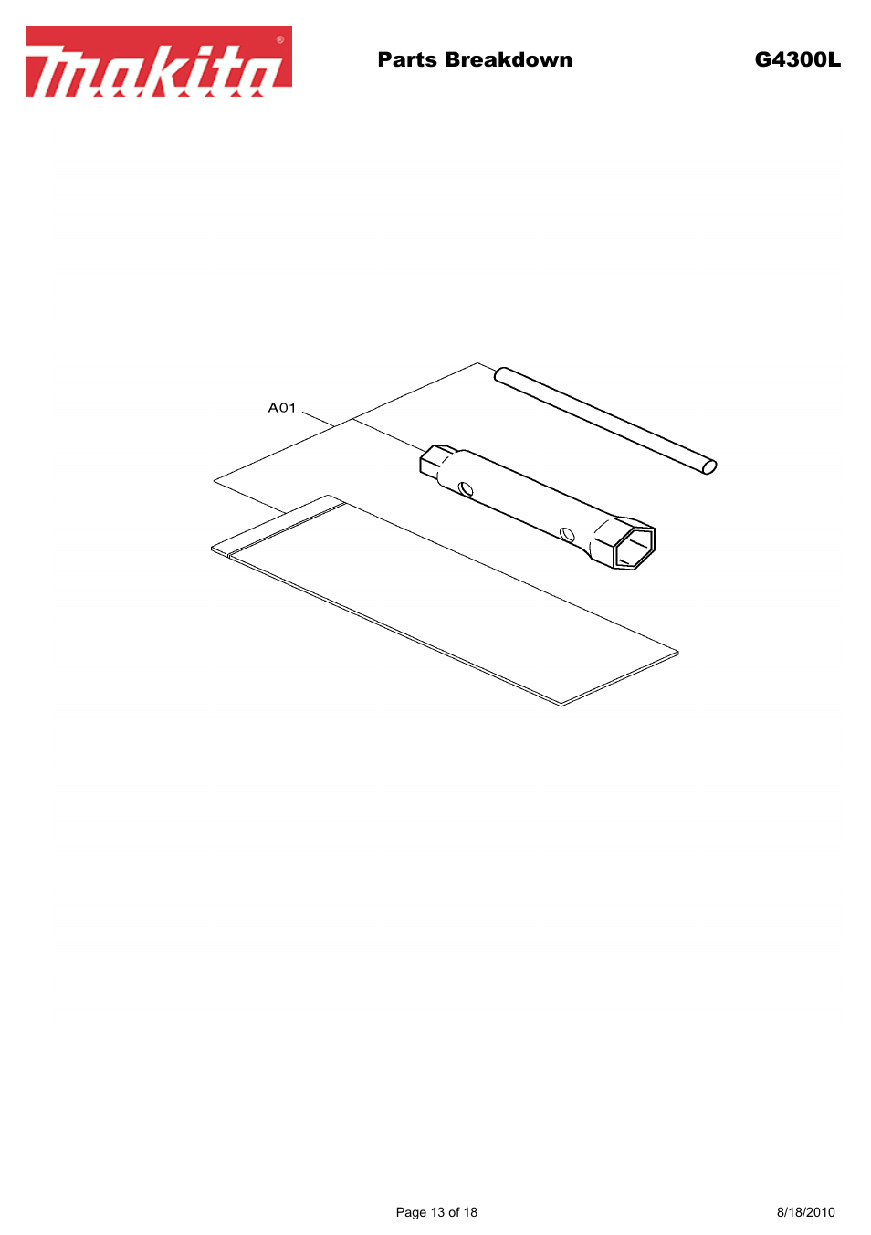 Parts breakdown g4300l | Makita EX Series G4300L User Manual | Page 13 / 18