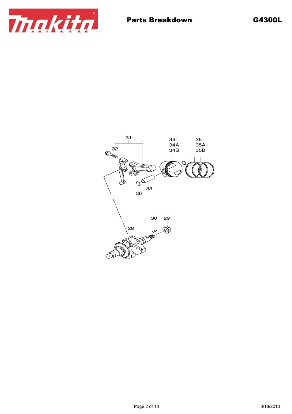 Parts breakdown g4300l | Makita EX Series G4300L User Manual | Page 2 / 18