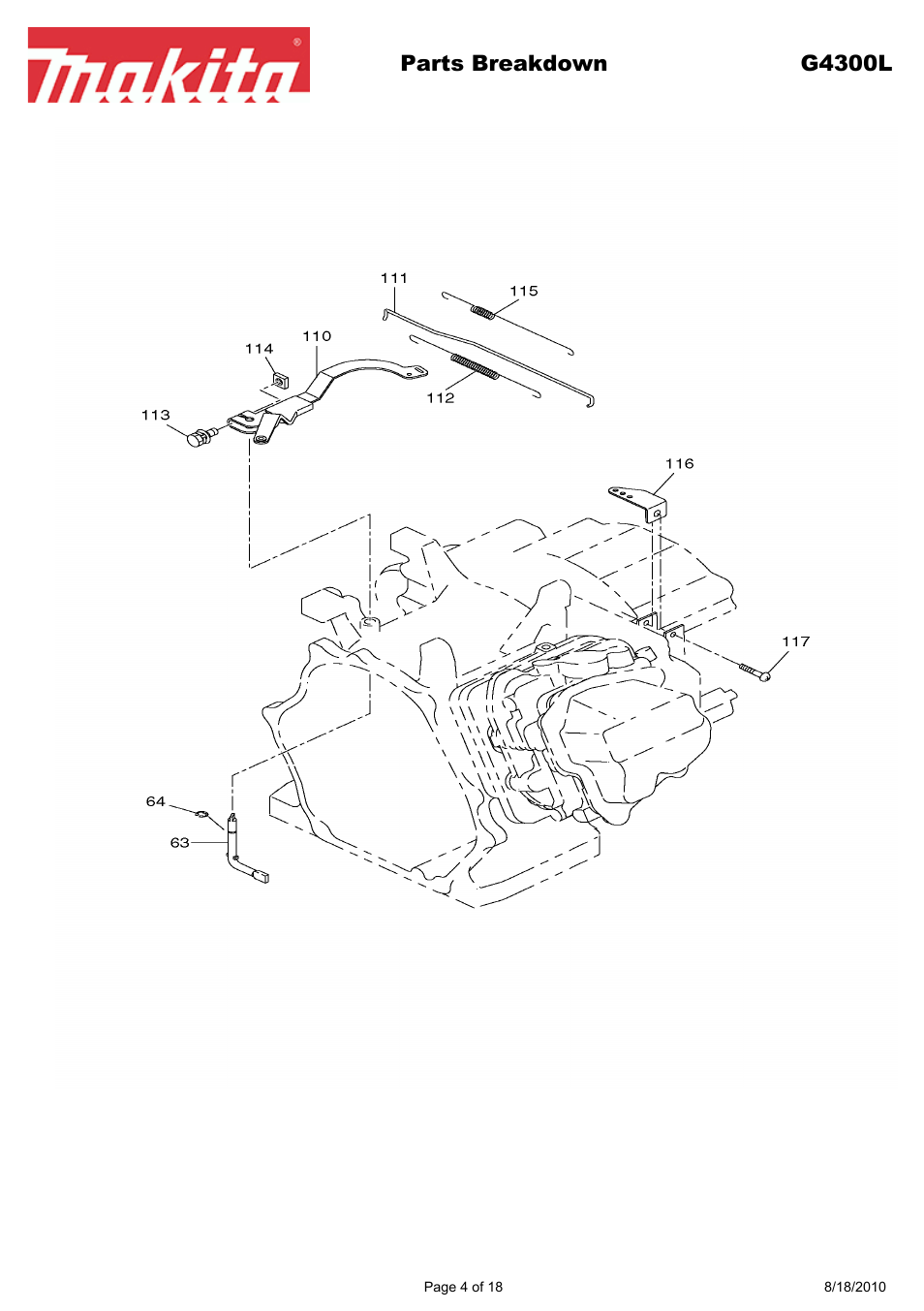 Parts breakdown g4300l | Makita EX Series G4300L User Manual | Page 4 / 18
