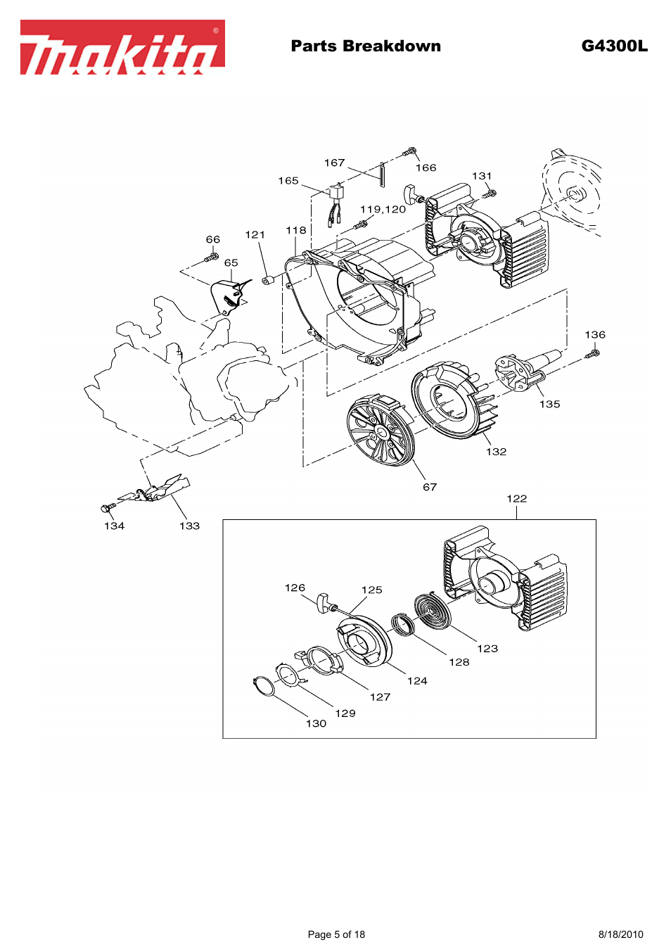 Parts breakdown g4300l | Makita EX Series G4300L User Manual | Page 5 / 18