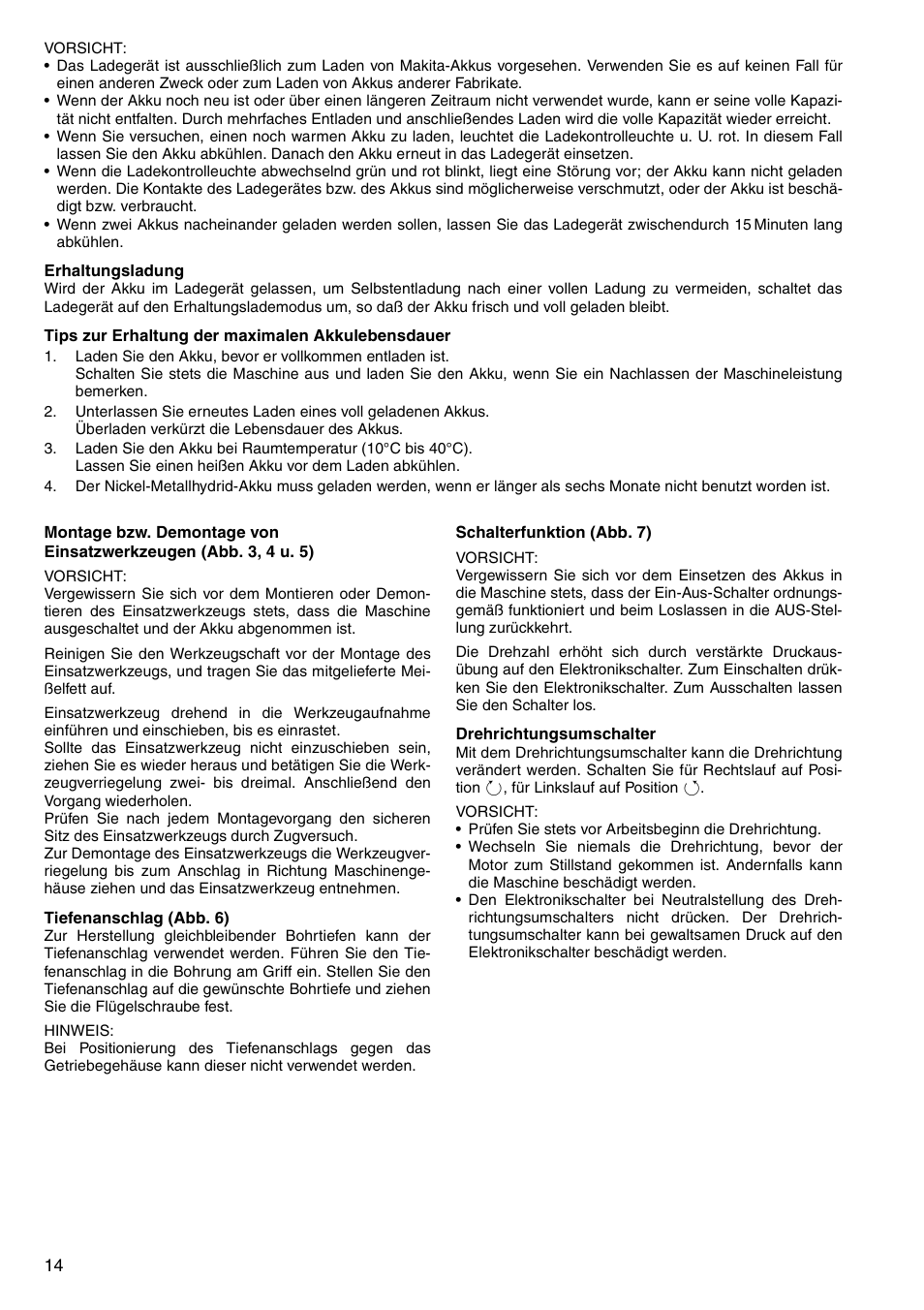 Makita CORDLESS ROTARY HAMMER HR160D User Manual | Page 14 / 64