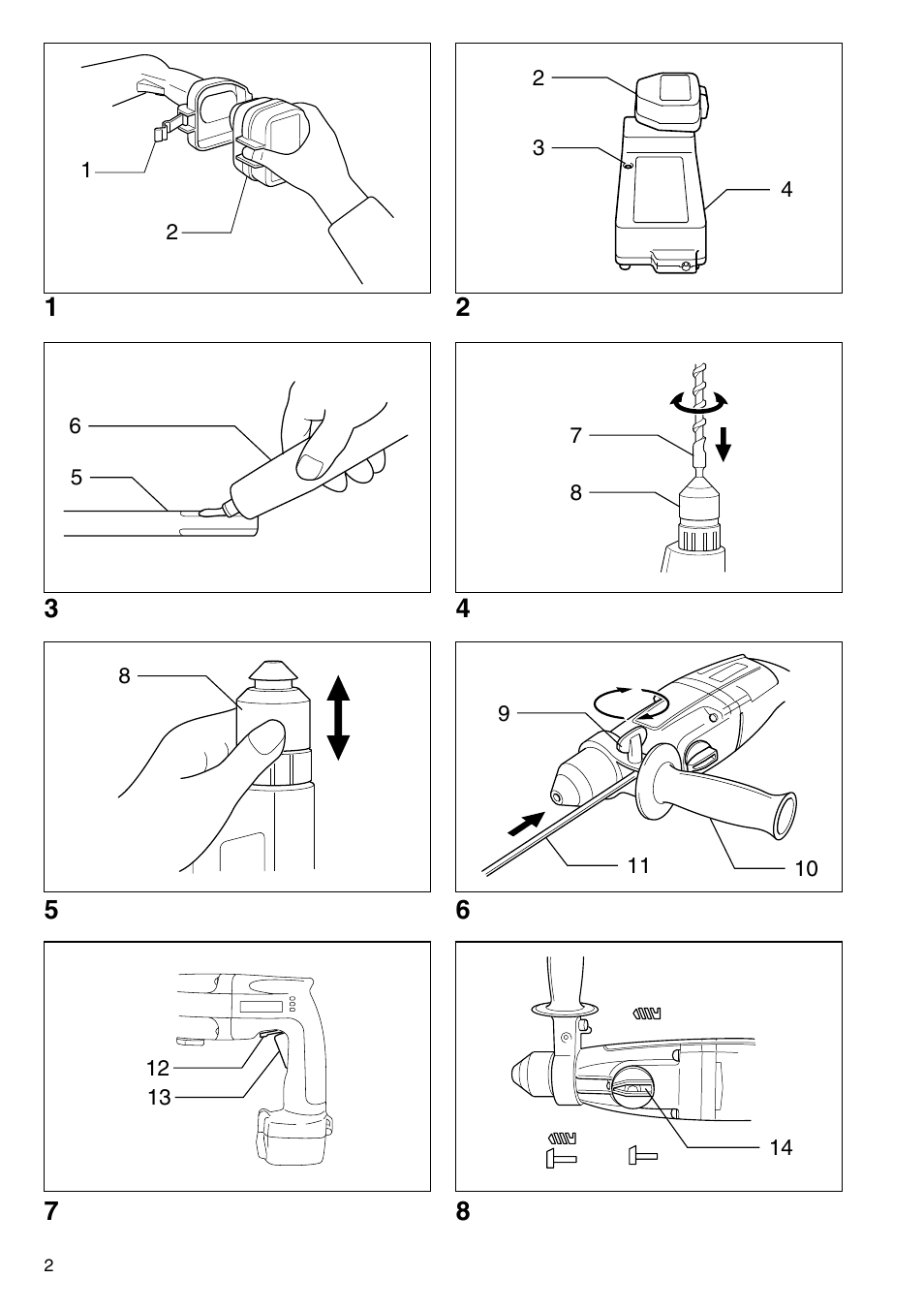Makita CORDLESS ROTARY HAMMER HR160D User Manual | Page 2 / 64