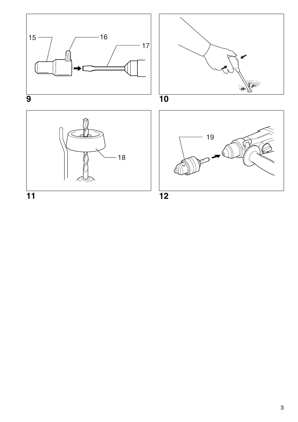 Makita CORDLESS ROTARY HAMMER HR160D User Manual | Page 3 / 64