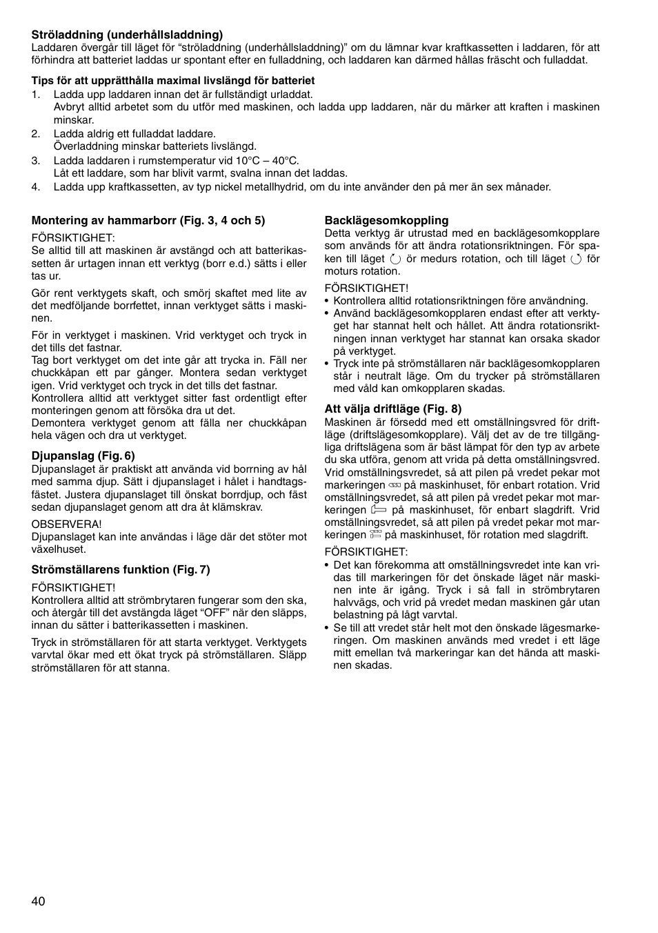 Makita CORDLESS ROTARY HAMMER HR160D User Manual | Page 40 / 64