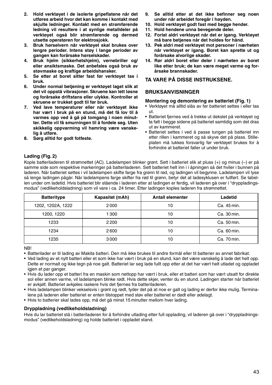 Makita CORDLESS ROTARY HAMMER HR160D User Manual | Page 43 / 64