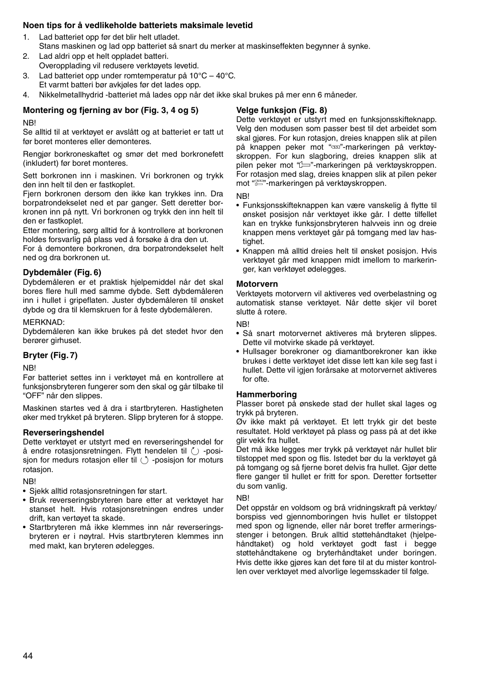 Makita CORDLESS ROTARY HAMMER HR160D User Manual | Page 44 / 64