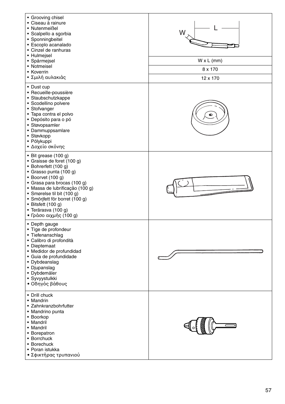 Makita CORDLESS ROTARY HAMMER HR160D User Manual | Page 57 / 64