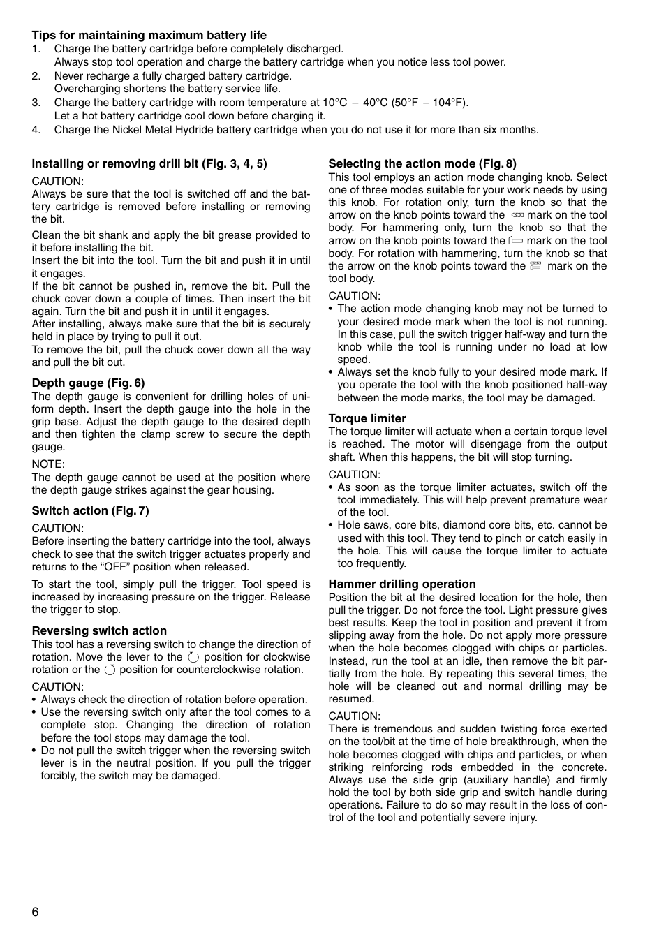 Makita CORDLESS ROTARY HAMMER HR160D User Manual | Page 6 / 64