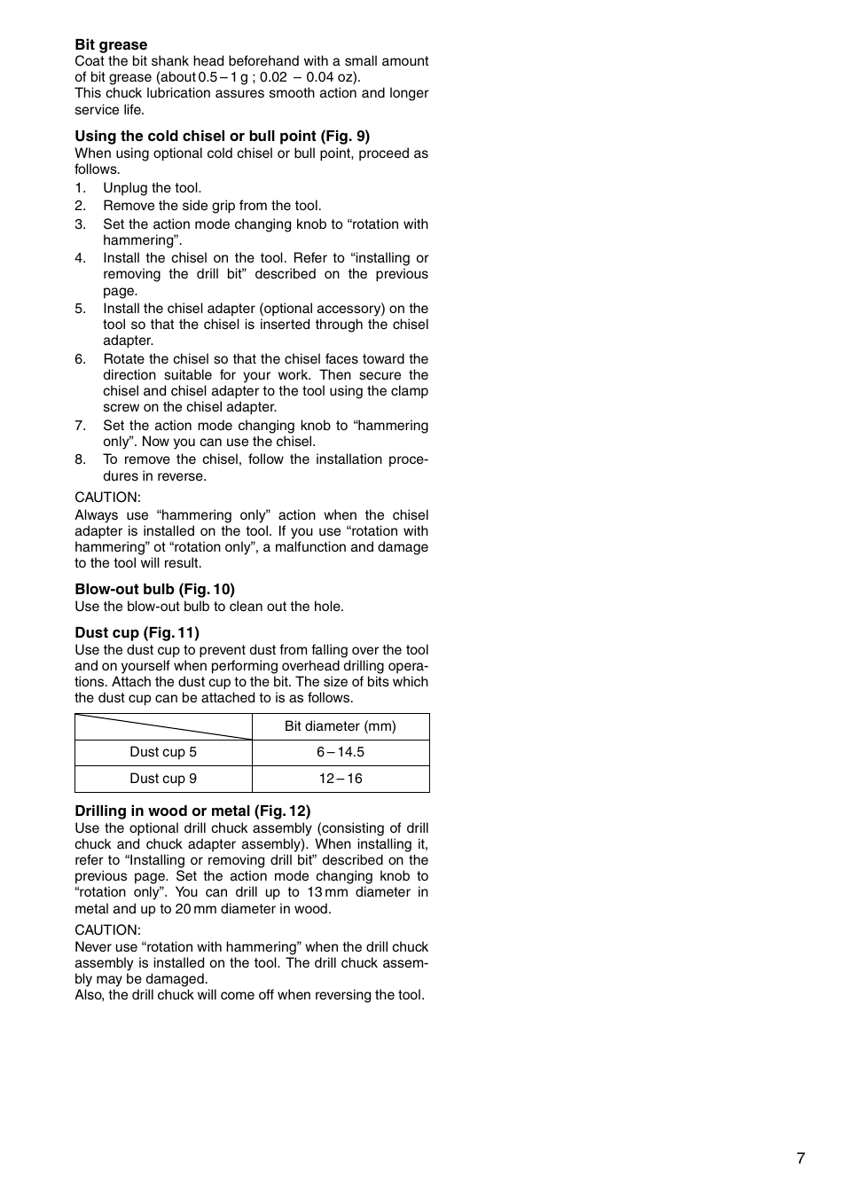 Makita CORDLESS ROTARY HAMMER HR160D User Manual | Page 7 / 64