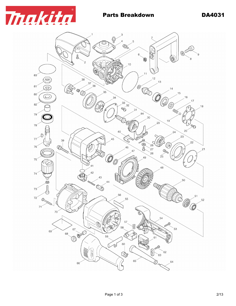 Makita DA403 User Manual | 3 pages