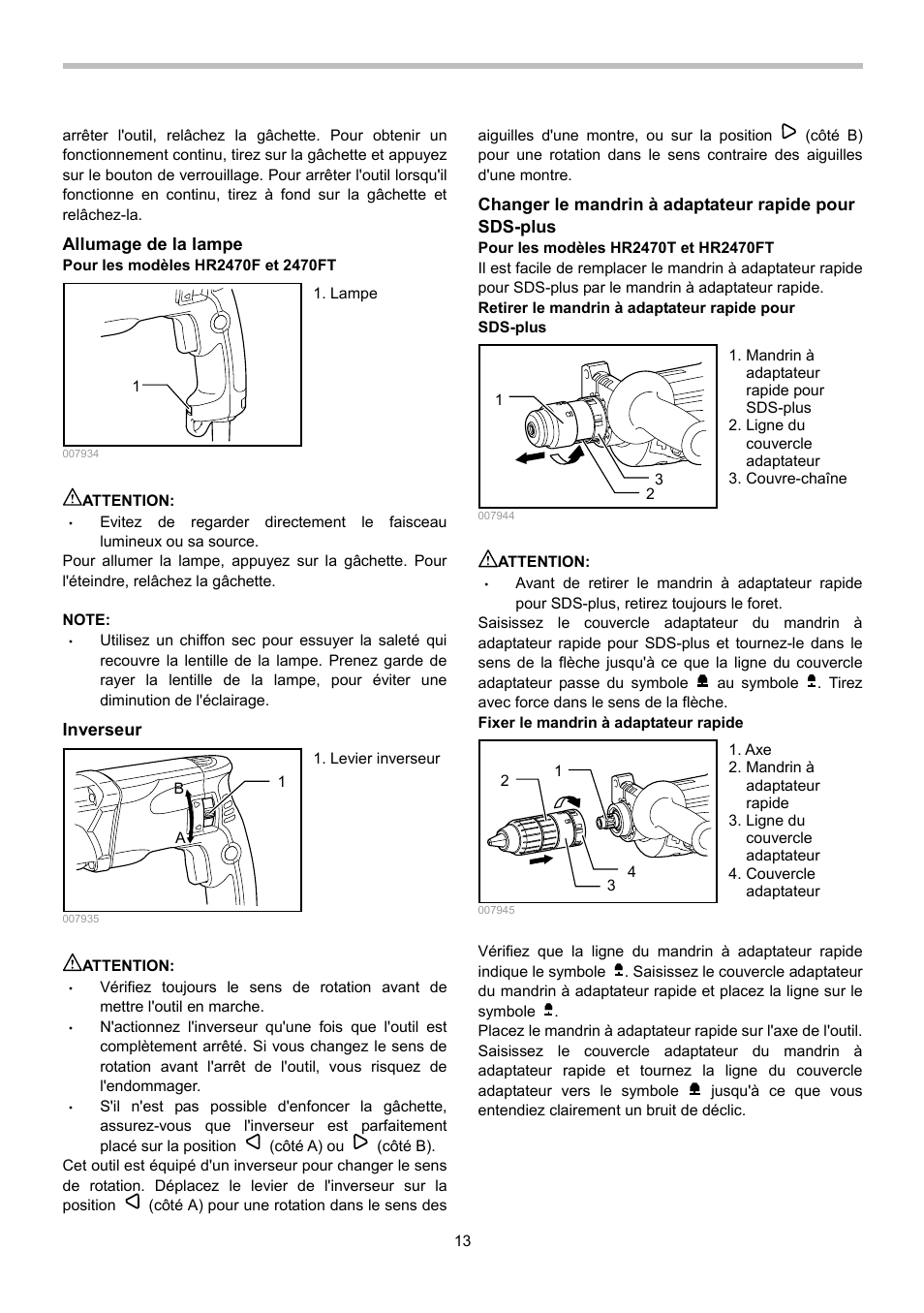 Makita HR2470 User Manual | Page 13 / 28