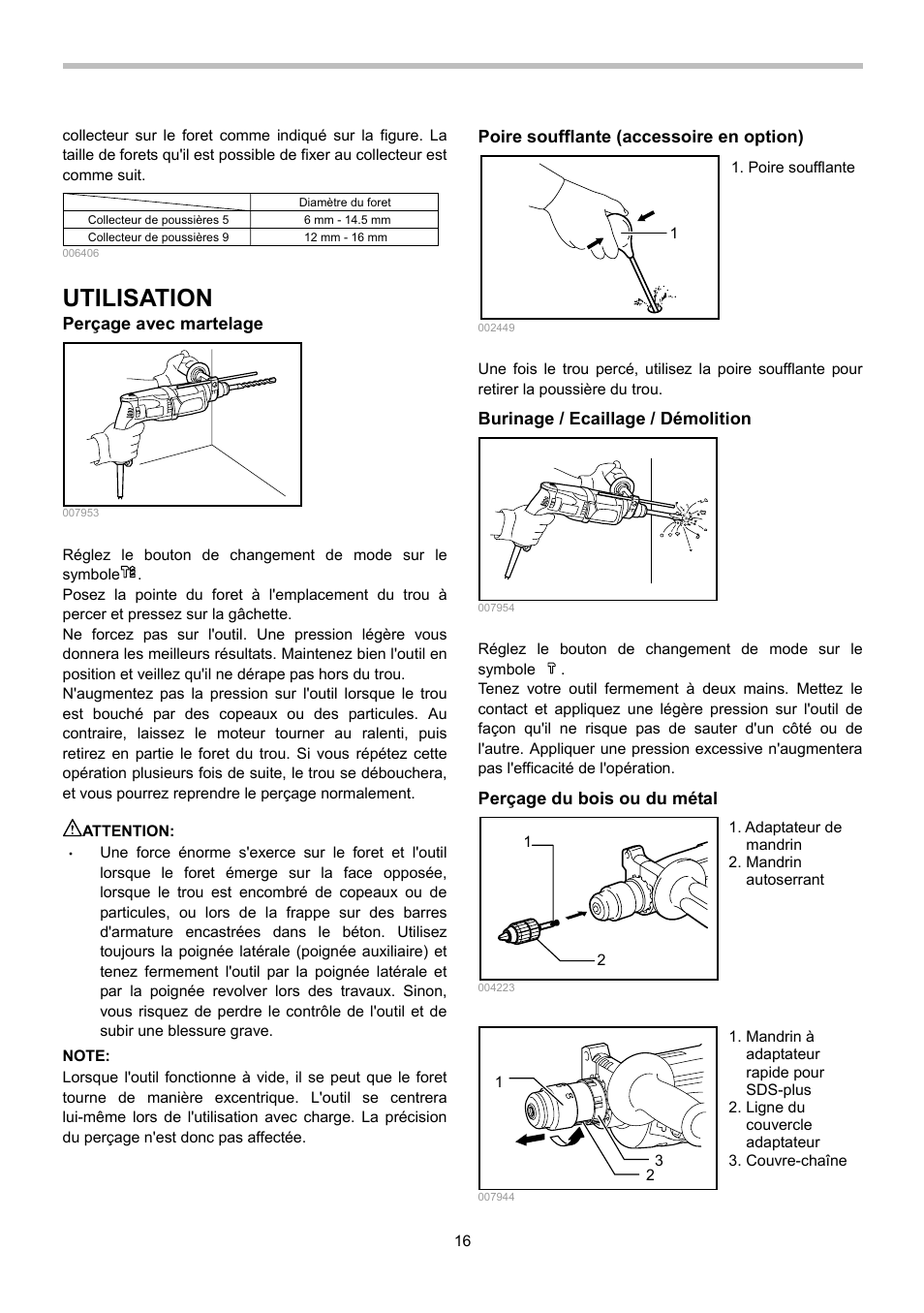 Utilisation | Makita HR2470 User Manual | Page 16 / 28