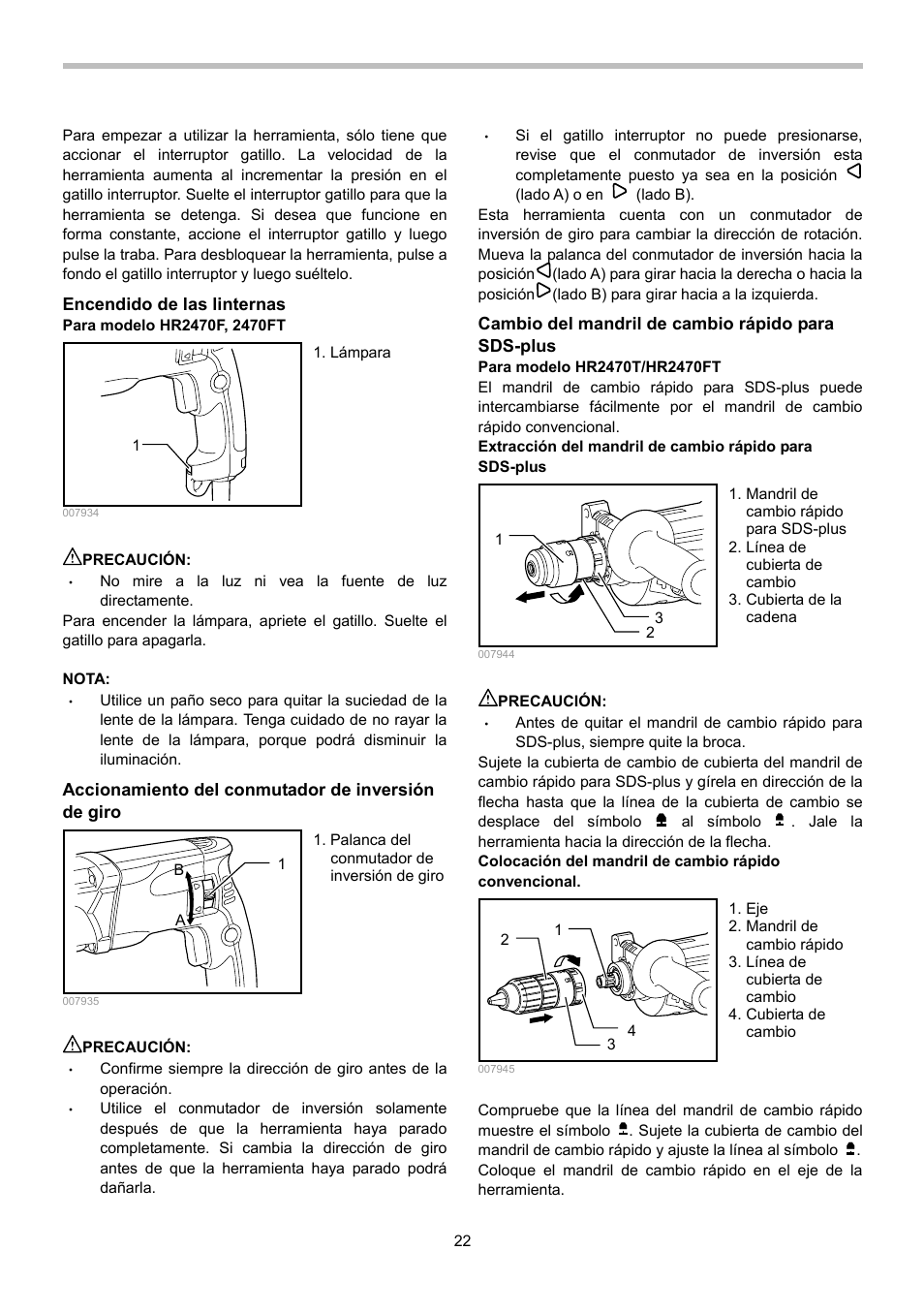 Makita HR2470 User Manual | Page 22 / 28