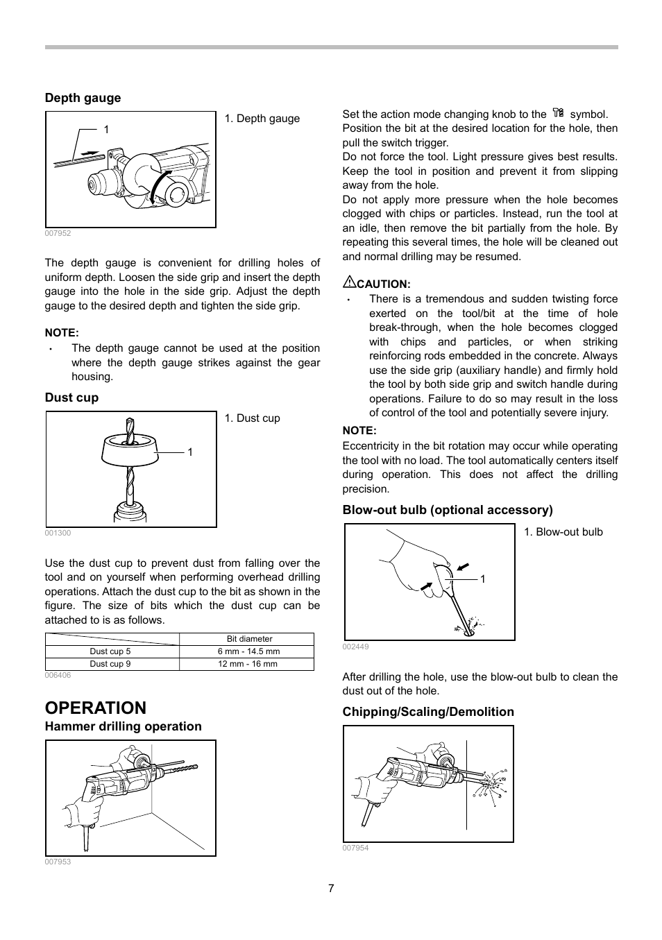 Operation | Makita HR2470 User Manual | Page 7 / 28