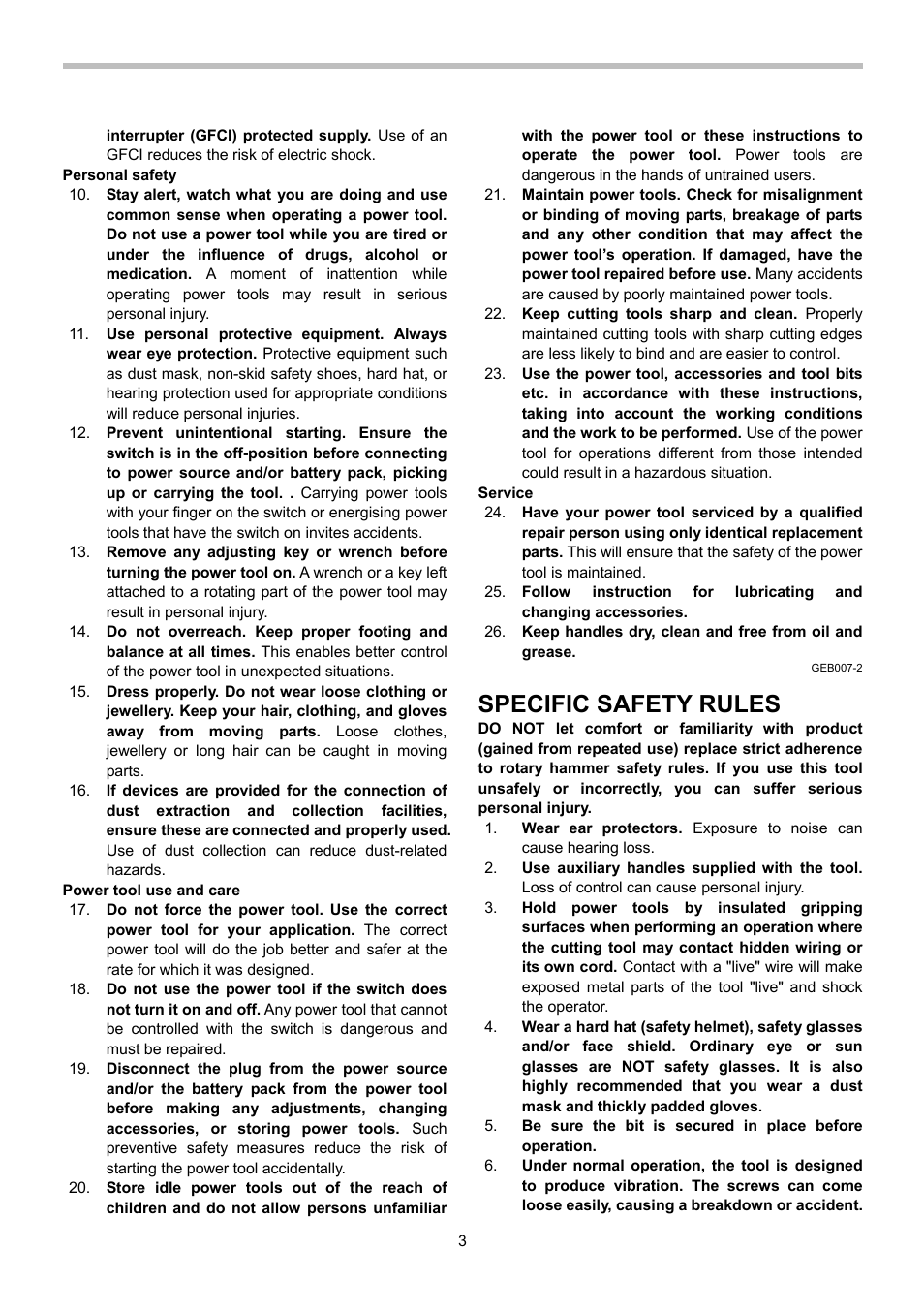 Specific safety rules | Makita HR4002 User Manual | Page 3 / 8