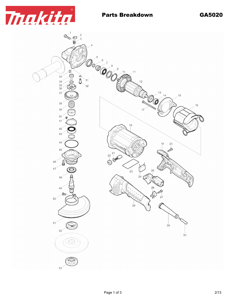 Makita GA5020 User Manual | 3 pages