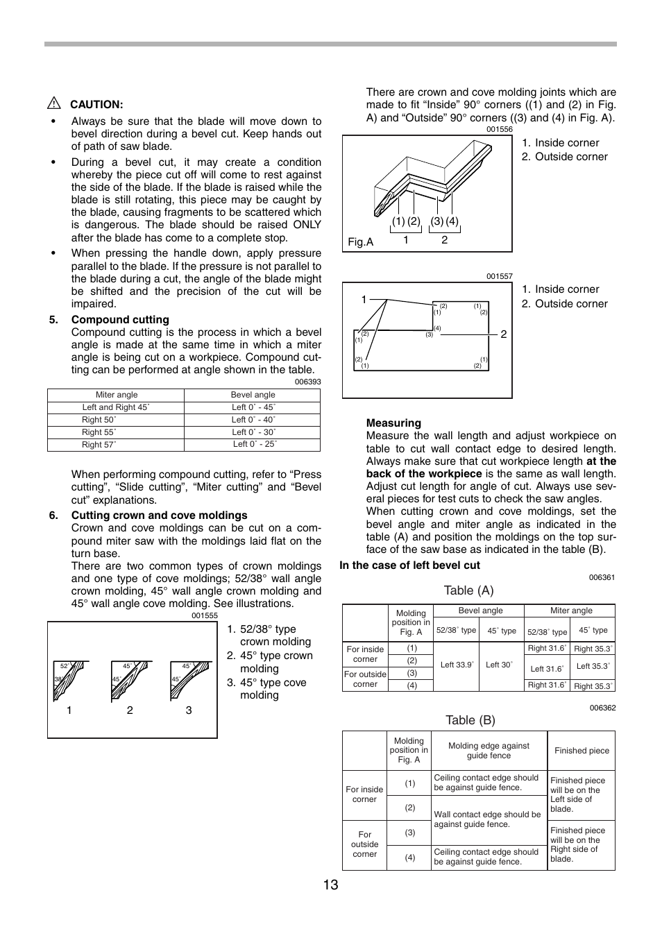 Table (a), Table (b) | Makita LS0714FL User Manual | Page 13 / 68