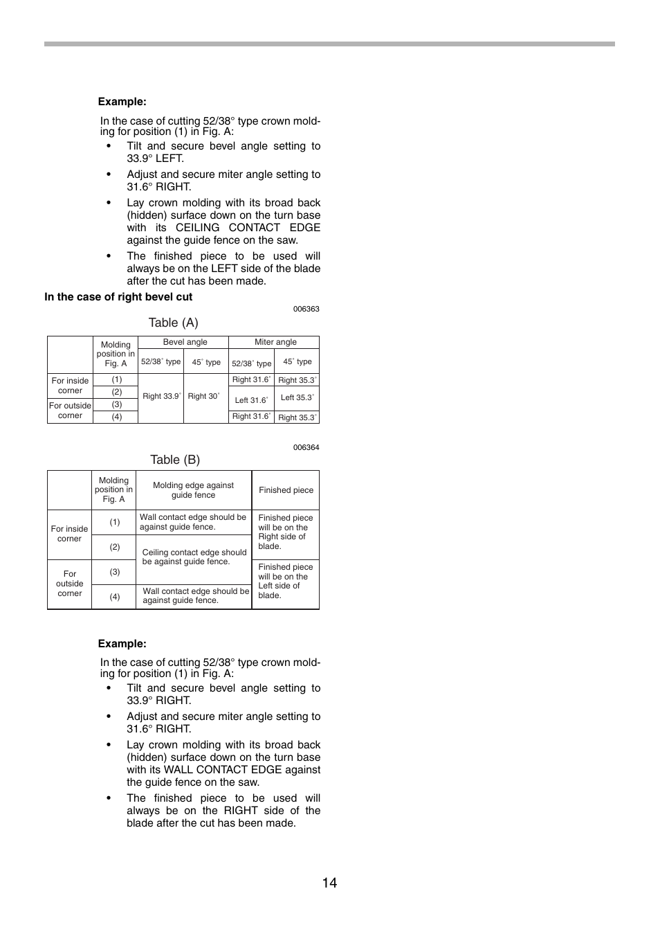 Table (a), Table (b) | Makita LS0714FL User Manual | Page 14 / 68