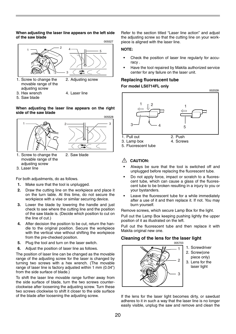 Makita LS0714FL User Manual | Page 20 / 68