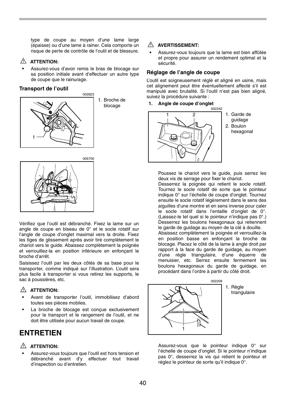 Entretien | Makita LS0714FL User Manual | Page 40 / 68