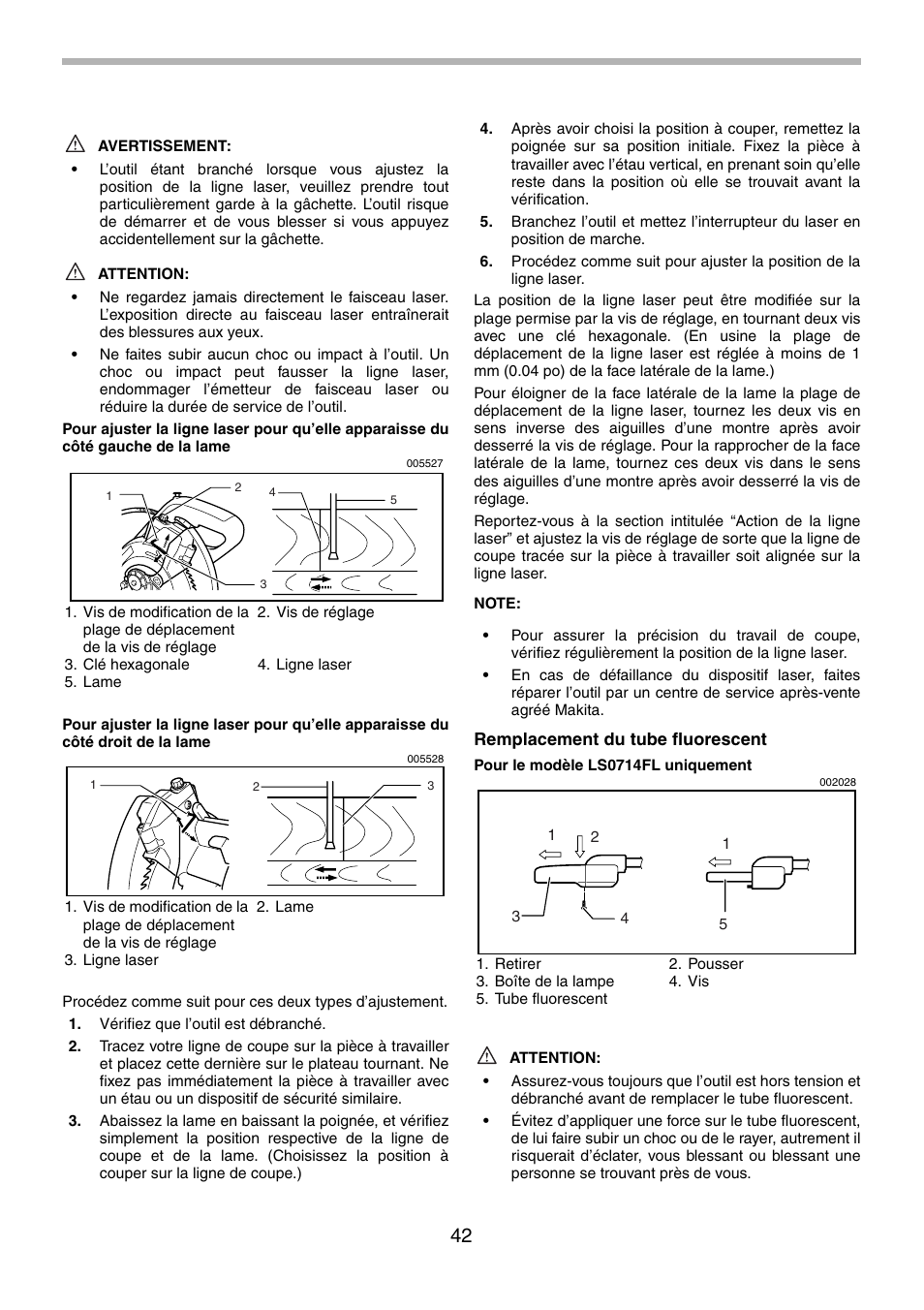 Makita LS0714FL User Manual | Page 42 / 68