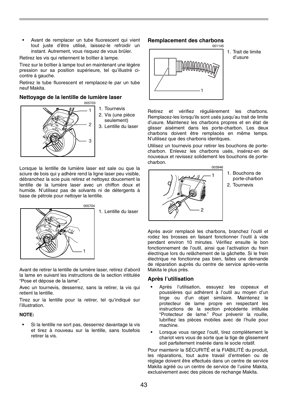 Makita LS0714FL User Manual | Page 43 / 68