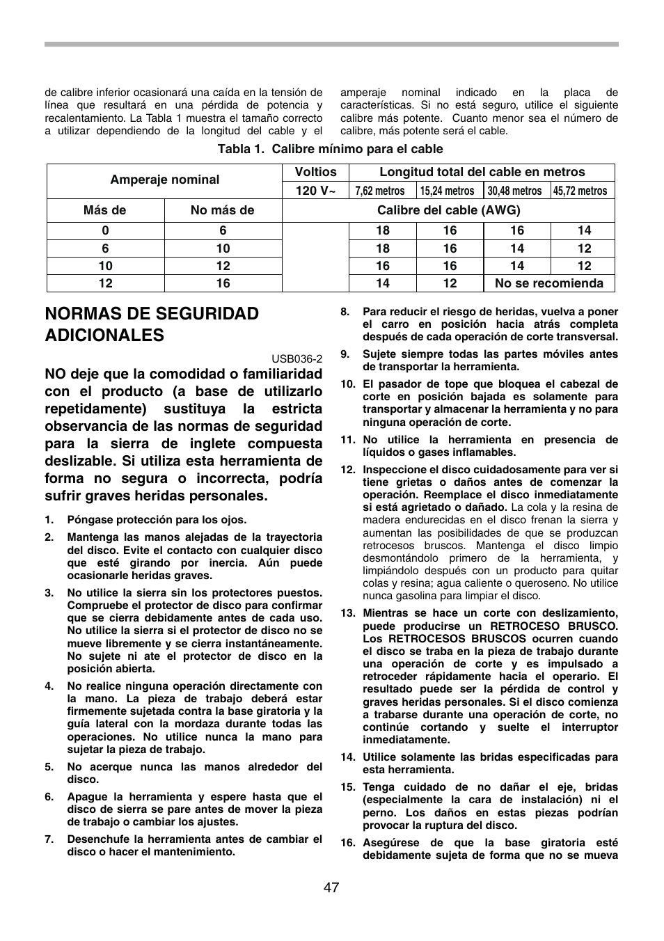 Normas de seguridad adicionales | Makita LS0714FL User Manual | Page 47 / 68
