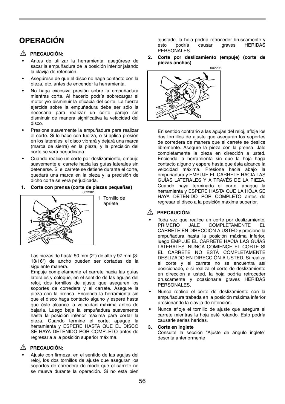 Operación | Makita LS0714FL User Manual | Page 56 / 68